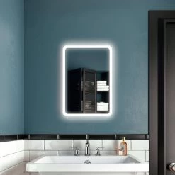 Kalia PROFILA Rect. LED Lighting Mirror 18" X 26" With Frosted Strip Edge And 2-Tones Touch Switch