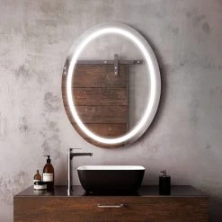 Kalia EFFECT 30" X 38" Oval LED Lighting Mirror With Interior Frosted Strip And 2-Tones Touch Switch