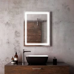 Kalia EFFECT 24" X 32" Rectangle LED Lighting Mirror With Interior Frosted Strip And 2-Tones Touch Switch