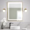 Kalia - Effect LED Illuminated Rectangular Mirror With Frosted Strip, Brushed Gold Frame And Touch-switch For Color Temperature Control 30" X 38" X 1⅝"