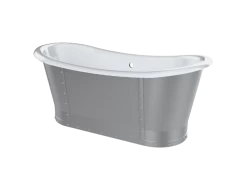 Slik Portfolio Bathtub Times Cast Iron Brushed Nickel With Rivets Finish 67.75" X 31" X 28.81"