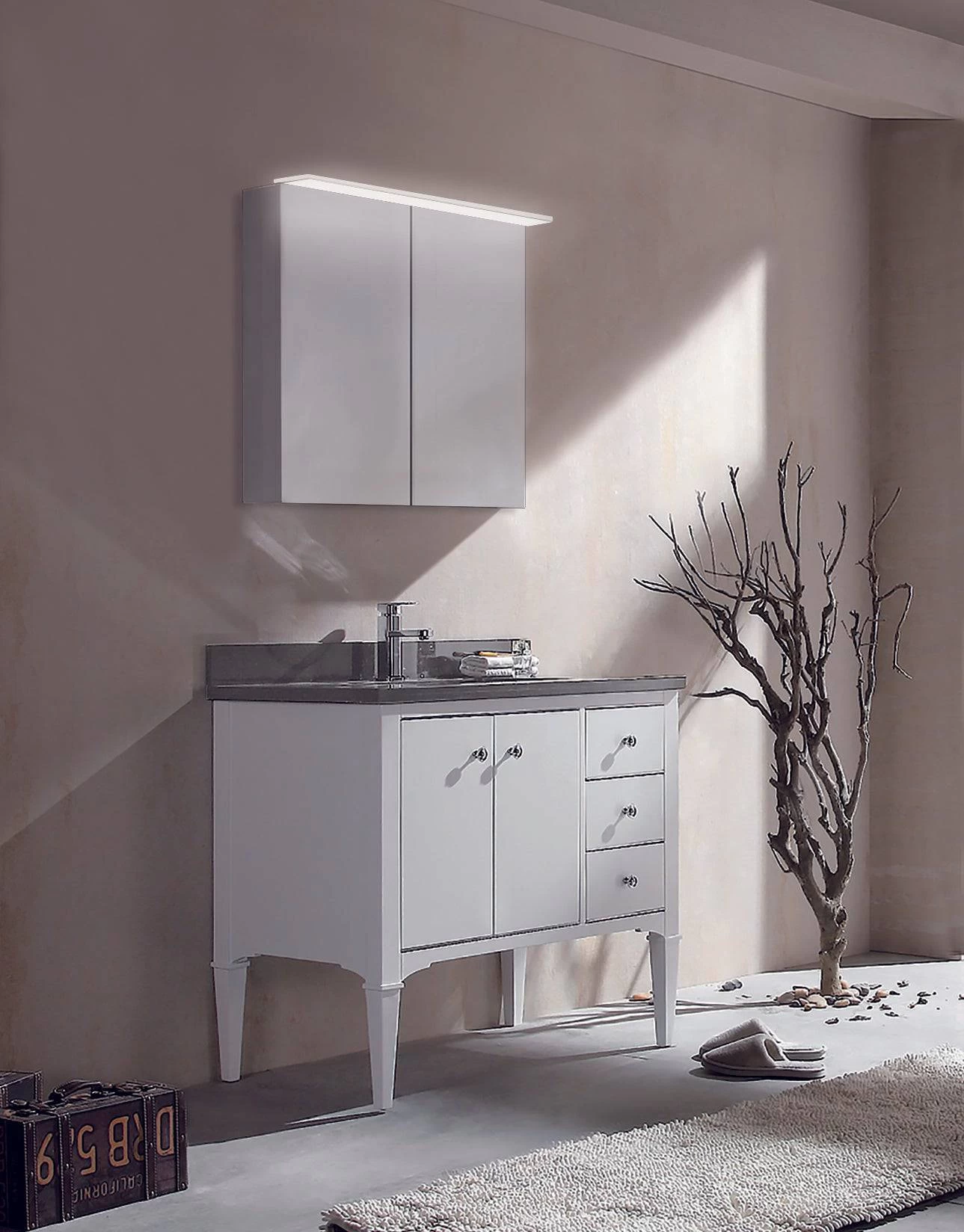 PierDeco Washington 37" White Bathroom Vanity With White Countertop